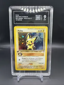 2000 POKEMON NEO GENESIS 1ST ED #12 PICHU-HOLO PSA 9 - Image 1