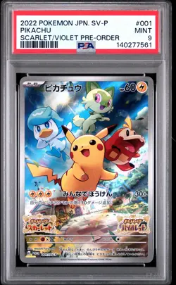 2022 POKEMON JAPANESE SV PRE-ORDER PROMO #001 PIKACHU PSA 9 - Image 1
