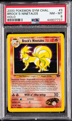 2000 Pokemon Brock's Ninetales 3/132 Gym Challenge Holo Rare PSA 8 70 HP - Image 1