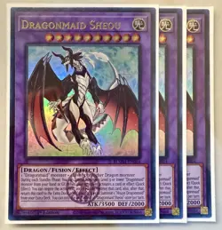 Yugioh! 3x Dragonmaid Sheou BLMM-EN064 Emblazoned Ultra Rare 1st Ed NM - Image 1