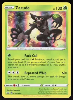 Zarude 019/198 Rare Chilling Reign Pokemon Holo Near Mint - Image 1