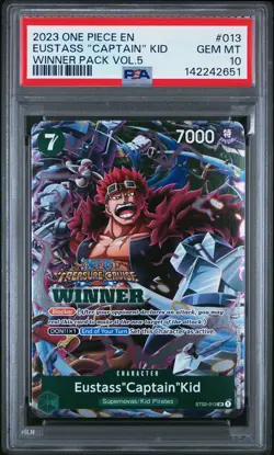 2023 ONE PIECE PROMOS WINNER PACK VOL.5 #013 EUSTASS "CAPTAIN" KID PSA 10 - Image 1
