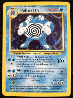 Poliwrath 013/102 Base Set Holo Rare Pokemon Card WOTC TCG - NM - Image 1