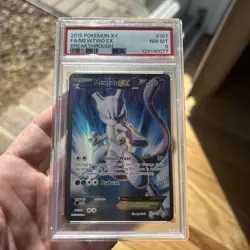 Pokemon Mewtwo EX TCG Full Art Holo Ultra Rare Card Breakthrough 157/162 PSA 8 - Image 1