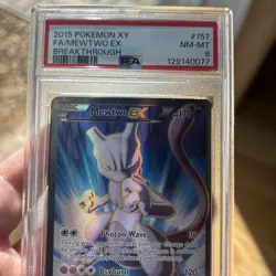 Pokemon Mewtwo EX TCG Full Art Holo Ultra Rare Card Breakthrough 157/162 PSA 8 - Image 2