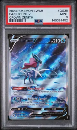 2023 POKEMON SWORD AND SHIELD CROWN ZENITH #GG38 FA/SUICUNE V PSA 9 - Image 1