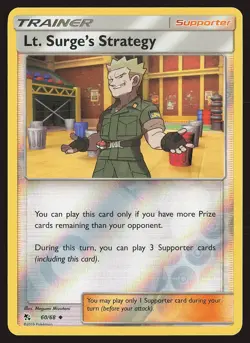 Hidden Fates Lt. Surge's Strategy #60/68 Reverse Holo Pokemon Card - Image 1