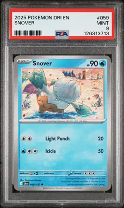 2025 POKEMON DRI EN-DESTINED RIVALS #059 SNOVER PSA 9 - Image 1