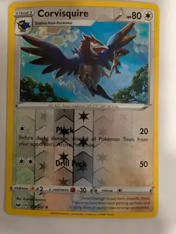 Corvisquire 151/202 Sword & Shield Base Set Pokemon Reverse Holo Foil Nice! - Image 1