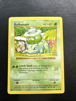 Shadowless Bulbasaur 44/102 Common Base Set Pokemon Card NM/LP - Image 1