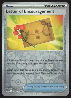 SV03: Obsidian Flames Letter of Encouragement #189/197 Reverse Holo Pokemon Card - Image 1