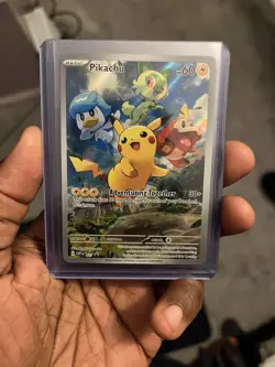 Pokemon Pikachu SVP027 Black Star Promo Scarlet & Violet Holo Card NM - Image 1
