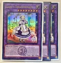 Yugioh! 3x Lady's Dragonmaid BLMM-EN049 Emblazoned Ultra Rare 1st Ed NM - Image 1