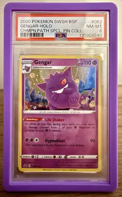 Pokemon TCG Gengar SWSH 052 Black Star Promo 2020 PSA 8🌀SWIRL🌀*Slabguard Incl. - Image 1