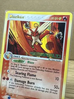 2005 Pokemon EX Emerald 1/106 Blaziken REVERSE HOLO PROMO STAMPED! **NM** - Image 2