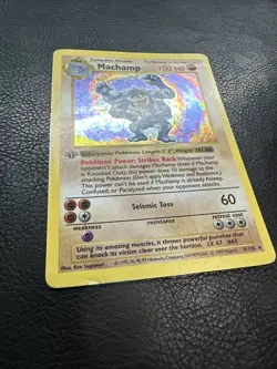 Pokemon Machamp Base 8/102 Holo 1st Edition Shadowless Rare MP - Image 3