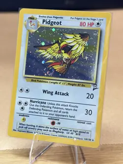 NM Pokemon Pidgeot 14/130 Holo Rare Base Set 2 With SWIRL 1999 Vintage WOTC - Image 1