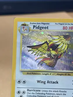 NM Pokemon Pidgeot 14/130 Holo Rare Base Set 2 With SWIRL 1999 Vintage WOTC - Image 2