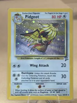 NM Pokemon Pidgeot 14/130 Holo Rare Base Set 2 With SWIRL 1999 Vintage WOTC - Image 4