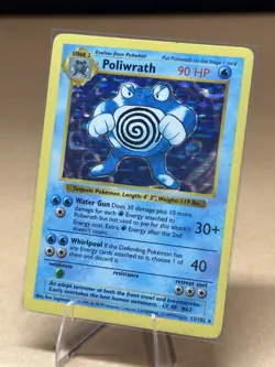 Poliwrath 13/102 Shadowless Holo Rare Base Set Pokemon MP - Image 2