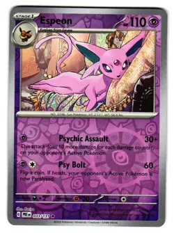 Espeon 033/131 Rare SV: Prismatic Evolutions Pokemon Reverse Holo Near Mint - Image 1