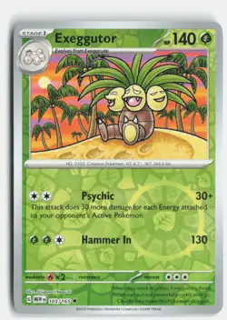 Exeggutor 103/165 Uncommon 151 Pokemon Reverse Holo Near Mint - Image 1