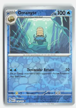 Omanyte 138/165 Uncommon 151 Pokemon Reverse Holo Near Mint - Image 1
