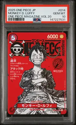 2025 ONE PIECE JAPANESE PROMOS ONE PIECE MAGAZINE VOL.20 MONKEY D. LUFFY PSA 10 - Image 1