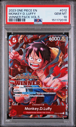 2023 MONKEY D. LUFFY PROMO WINNER PACK VOL.5 ONE PIECE TREASURE CRUISE PSA 10 - Image 1