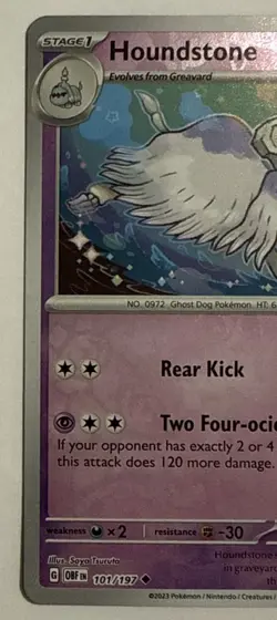 Houndstone 101/197 Obsidian Flames scarlet & Violet Pokemon Card Near Mint/Mint - Image 2
