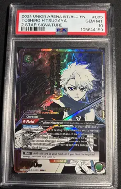 2024 UNION ARENA TOSHIRO HITSUGAYA #085 2 STAR SIGNATURE ENG PSA 10 LOW POP - Image 1