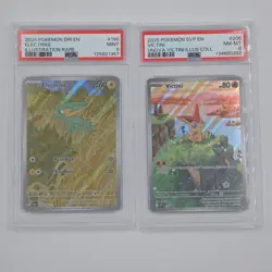2025 Pokemon Electrike Illustration Rare PSA 9 & Victini SVP PSA 8 Graded Cards - Image 1