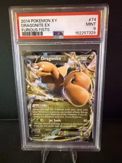 2014 Pokemon PSA 9 Dragonite EX #74/111 XY Furious Fists Mint - Image 1