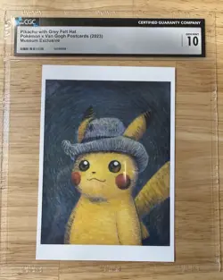 CGC Grade Gem Mint 10 Pikachu with Grey Felt Hat Pokemon x Van Gogh Postcards - Image 1