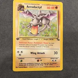 Pokemon Aerodactyl 1/62 Fossil 1st Edition Holo Rare 60 HP Wizards of the Coast - Image 1