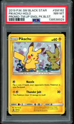 Pikachu-Holo Pokemon Sm Black Star Promo SM162 NM PSA 8 - Image 1