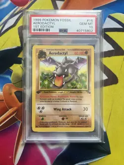 PSA 10 Aerodactyl 16/62 1st Edition Fossil Holo Pokemon Card - Image 1