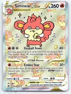 Simisear VSTAR GG37/GG70 Pokemon Crown Zenith Galarian Gallery VSTAR Rare - Image 1