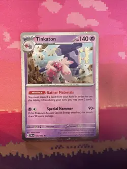 Pokemon Card Tinkaton Paldea Evolved Cosmo Holo Rare 105/193 Near Mint - Image 1