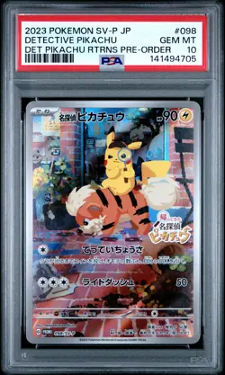 2023 POKEMON JAPANESE SV-P PROMO #098 DETECTIVE PIKACHU PSA 10 - Image 1