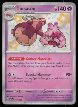 Tinkaton 167/091 Shiny Rare Paldean Fates Pokemon NM - Image 1