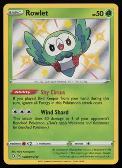 Rowlet SV001/SV122 Shiny Rare Shining Fates Shiny Vault Pokemon NM - Image 1
