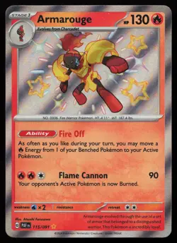 Armarouge 115/091 Shiny Rare Paldean Fates Pokemon NM - Image 1