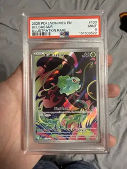 Pokemon Bulbasaur 133/132 Me01: Mega Evolution Illustration Rare Holo PSA 9 - Image 1