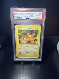 Pokemon Card PSA 10 Birthday Pikachu 24 25th Celebrations Classic Holo 2021 - Image 1
