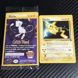 Pikachu Pokemon The First Movie Promo Card Sealed 1999 WB Gold Stamp Catch Mew - Image 1