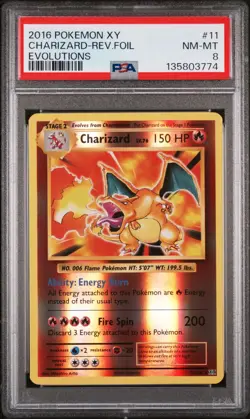 PSA 8 Charizard Reverse Holo 11/108 Evolutions Pokemon Card NM - Image 1