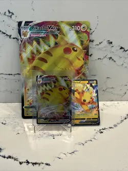 Pokemon Pikachu TCG V SWSH285 + VMAX SWSH286 + JUMBO CARD Promo Crown Zenith - Image 1
