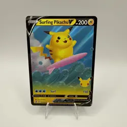 Surfing Pikachu V 008/025 Holo Rare V Celebrations Pokemon - NM - Image 1