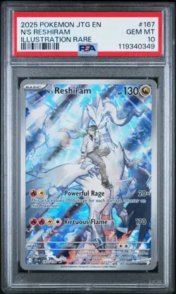 2025 POKEMON JTG EN-JOURNEY TOGETHER ILLUSTRATION RARE #167 N'S RESHIRAM PSA 10 - Image 1